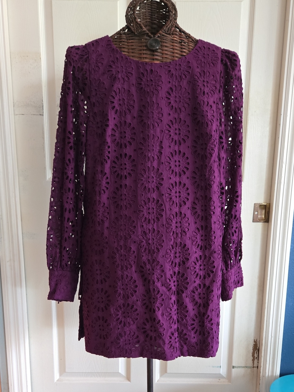 Lilly Pulitzer Purple Crochet Long-Sleeve Romper